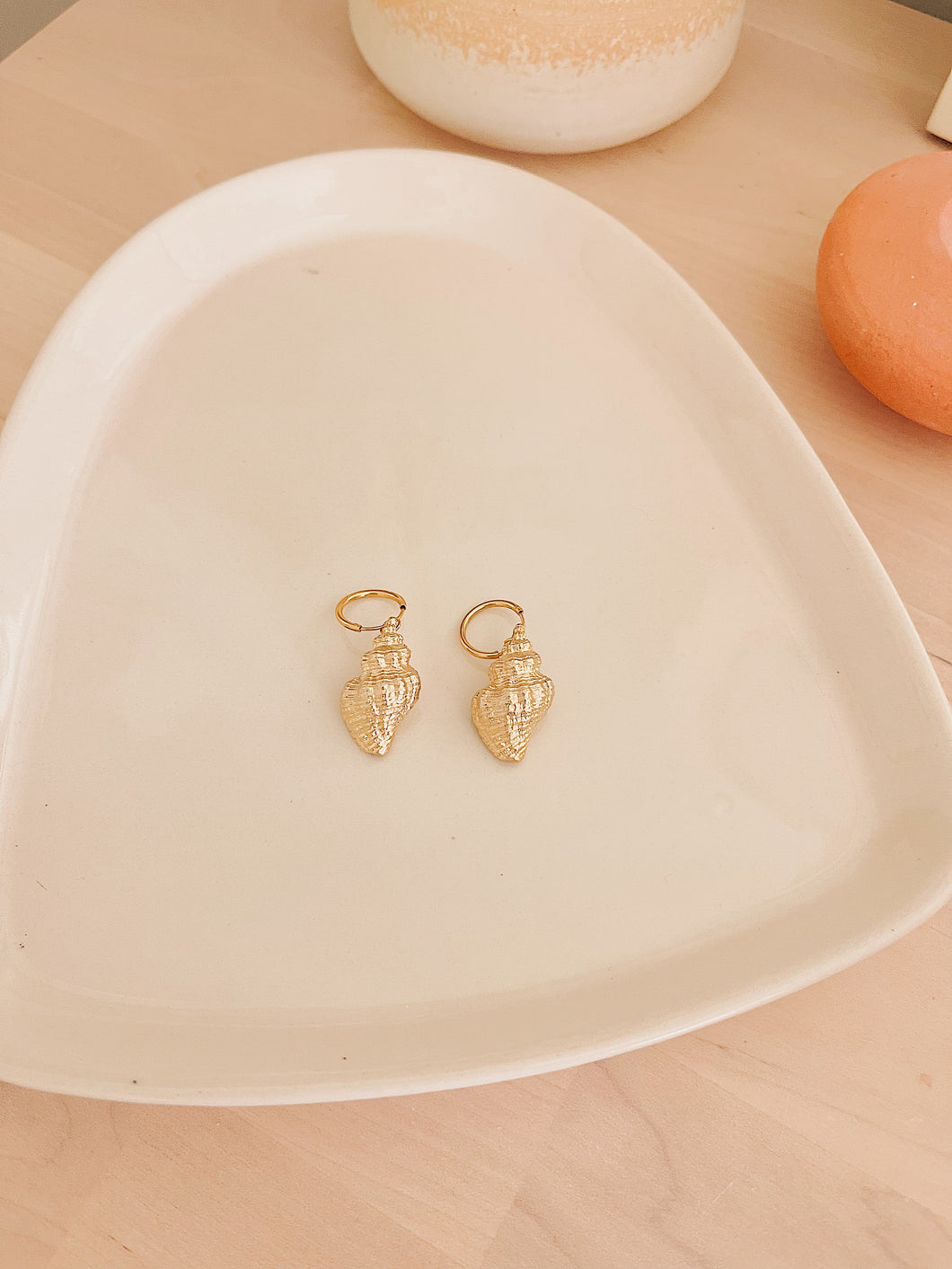 Gold Conch Shell Earrings